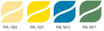 kolory płyty warstwowej i obornickiej izowall PIR i PIR+ RAL1002 RAL1021 RAL5012 RAL6011