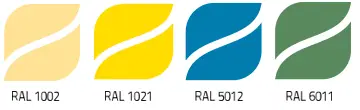 kolory płyty warstwowej i obornickiej izowall PIR i PIR+ RAL1002 RAL1021 RAL5012 RAL6011